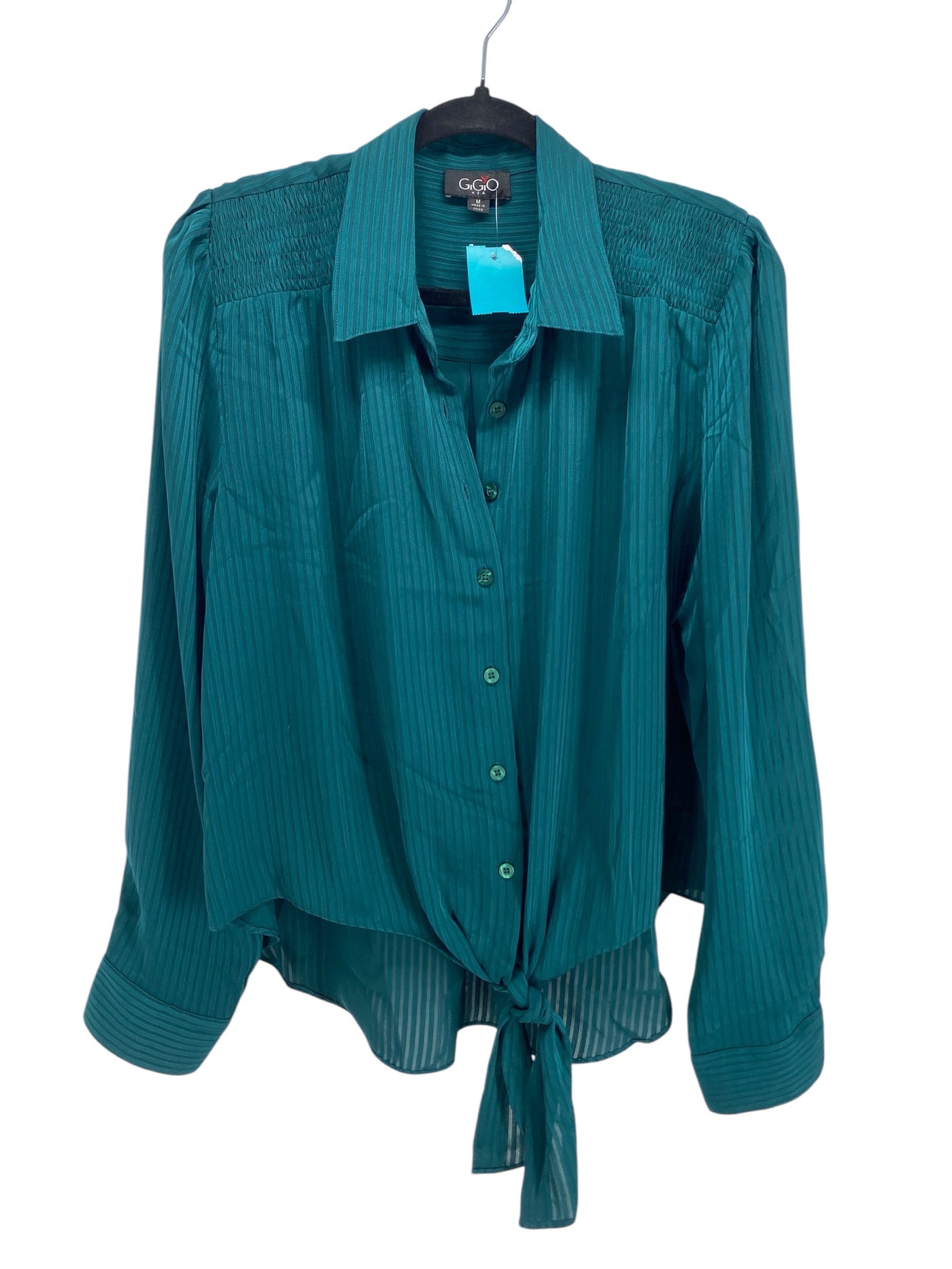 It's SO You Boutique Misses Size Medium Green LS Blouse