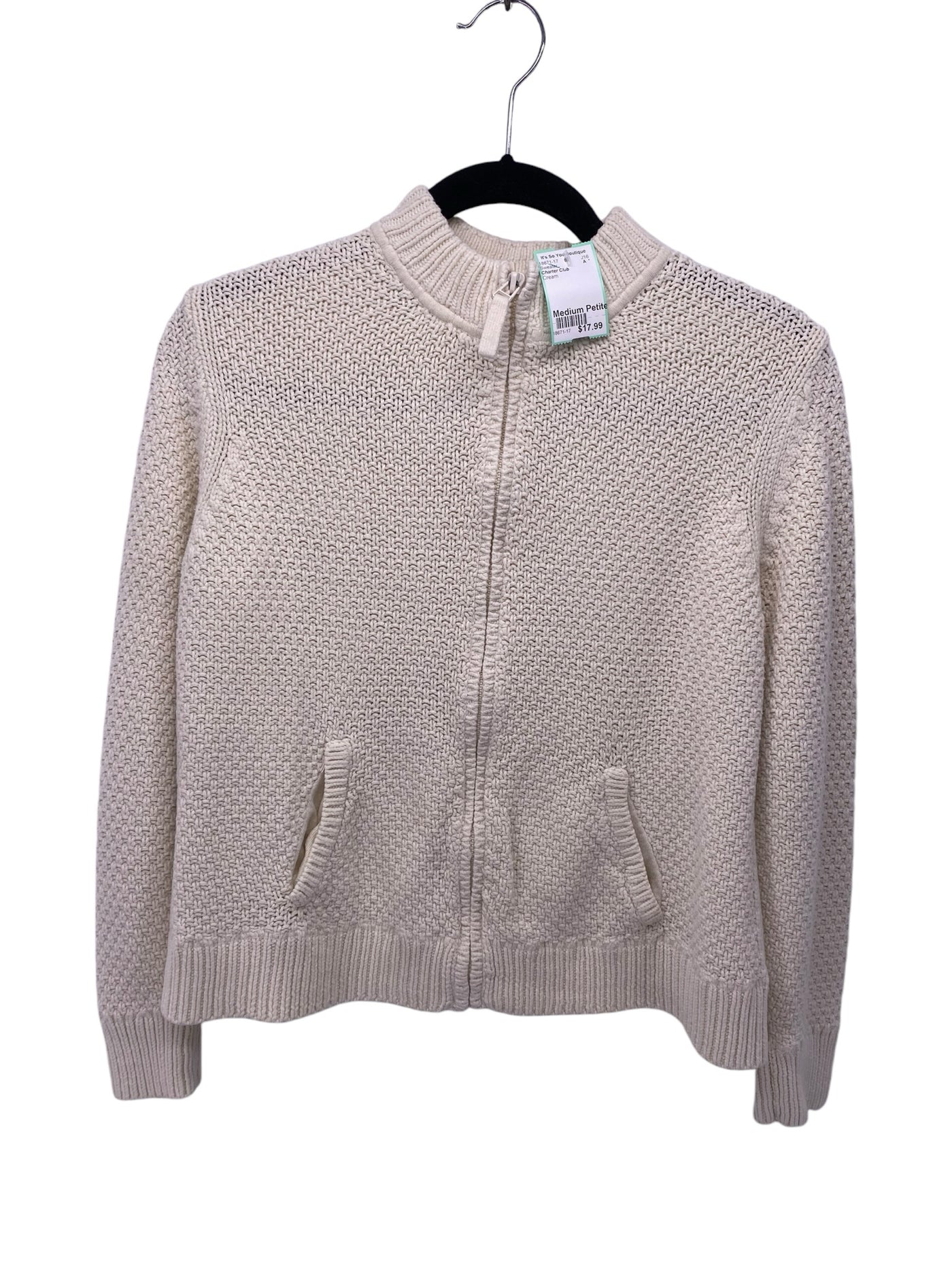 Charter Club Misses Size Medium Petite Cream Sweater