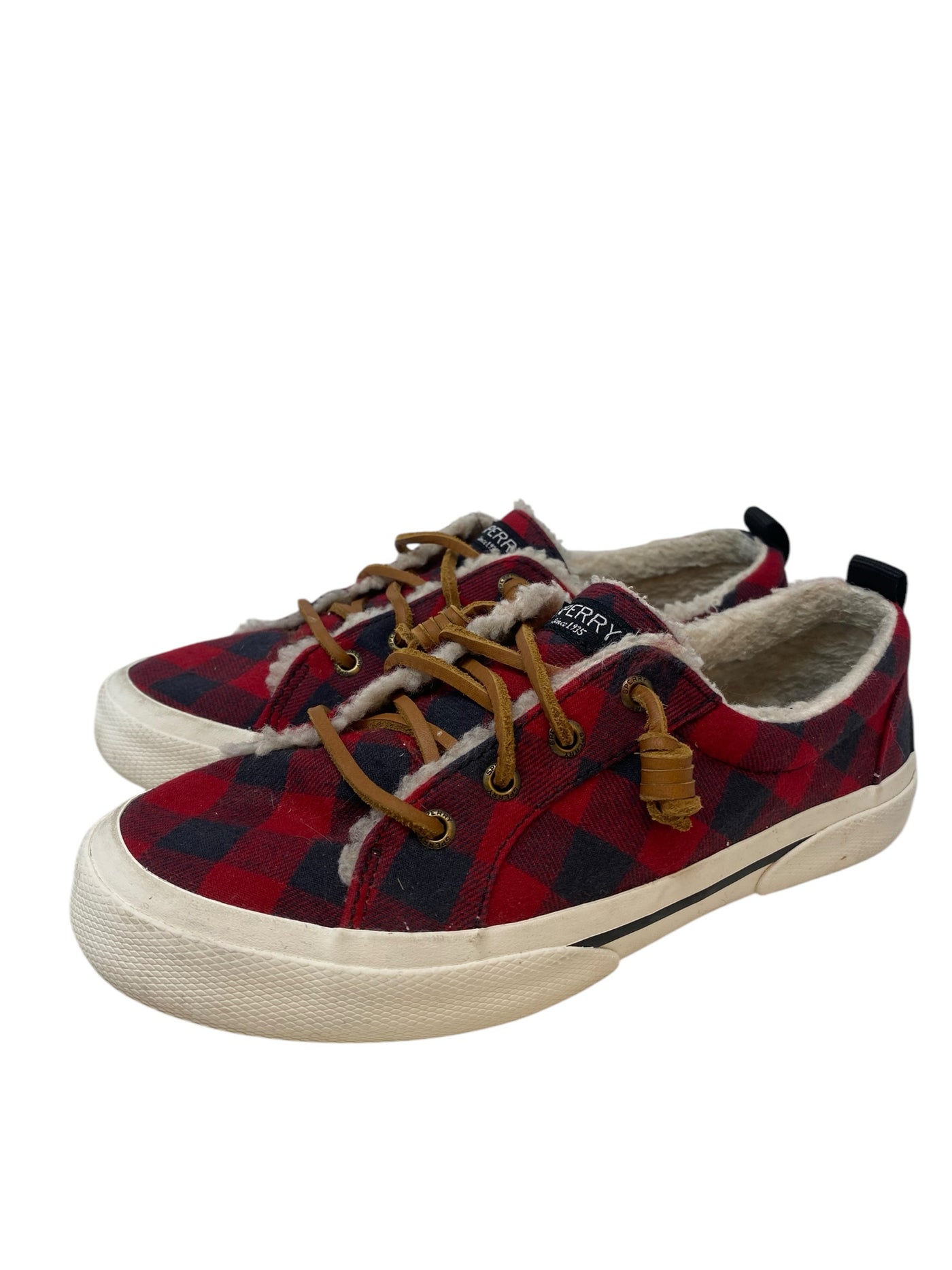 Sperry Women Size 6 Red Plaid Flats