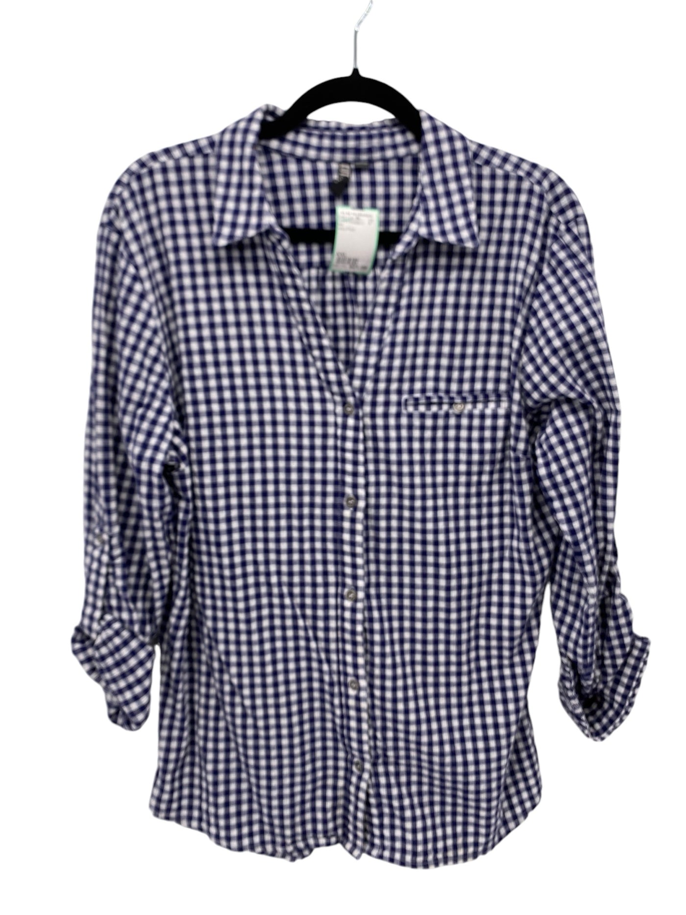 kut Women Size XXL Navy Plaid CD 3/4 Blouse