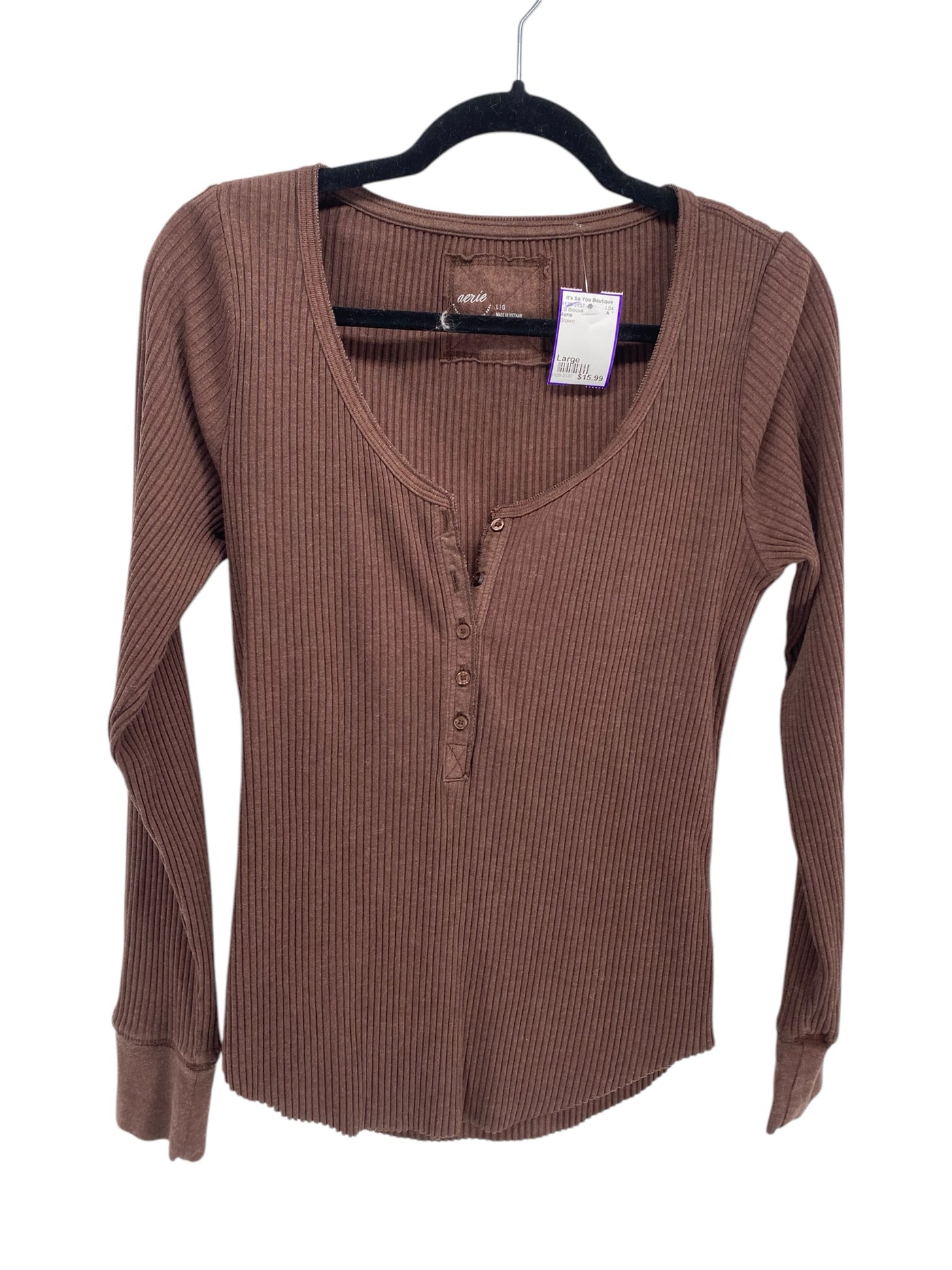 Aerie Misses Size Large Brown LS Blouse