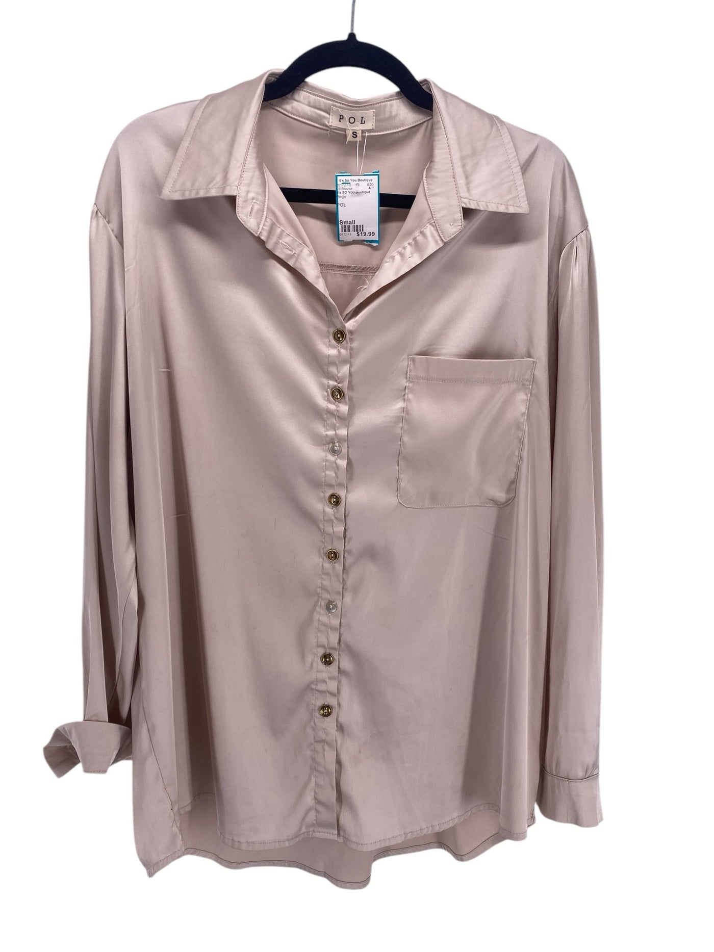 It's SO You Boutique Misses Size Small Beige LS Blouse