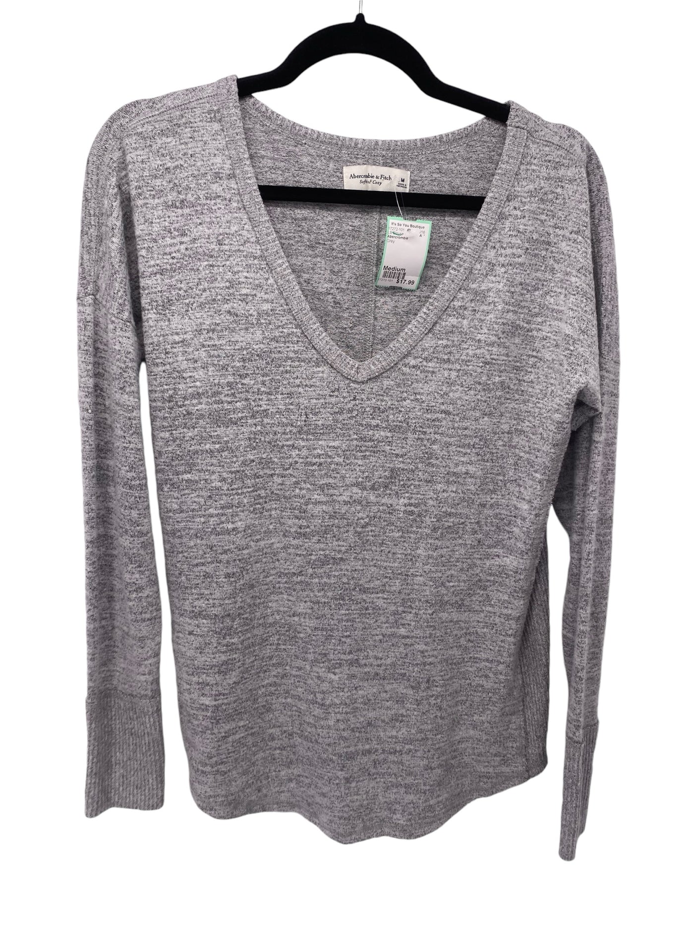 Abercrombie Misses Size Medium Grey LS Blouse