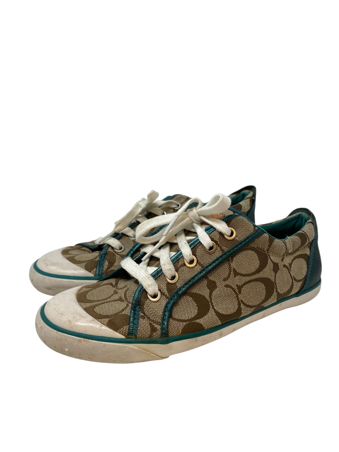 Coach Women Size 9 Teal Print Flats