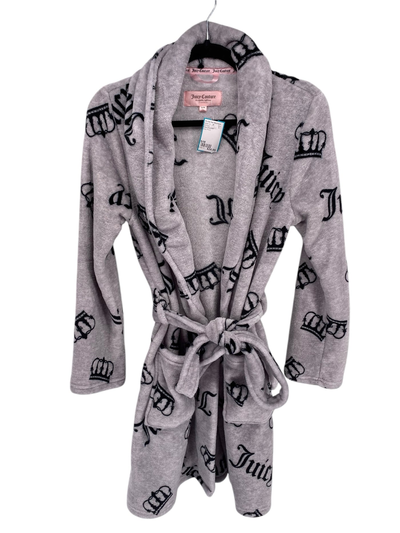 Juicy Couture Misses Size S/M Grey Print Bathrobe