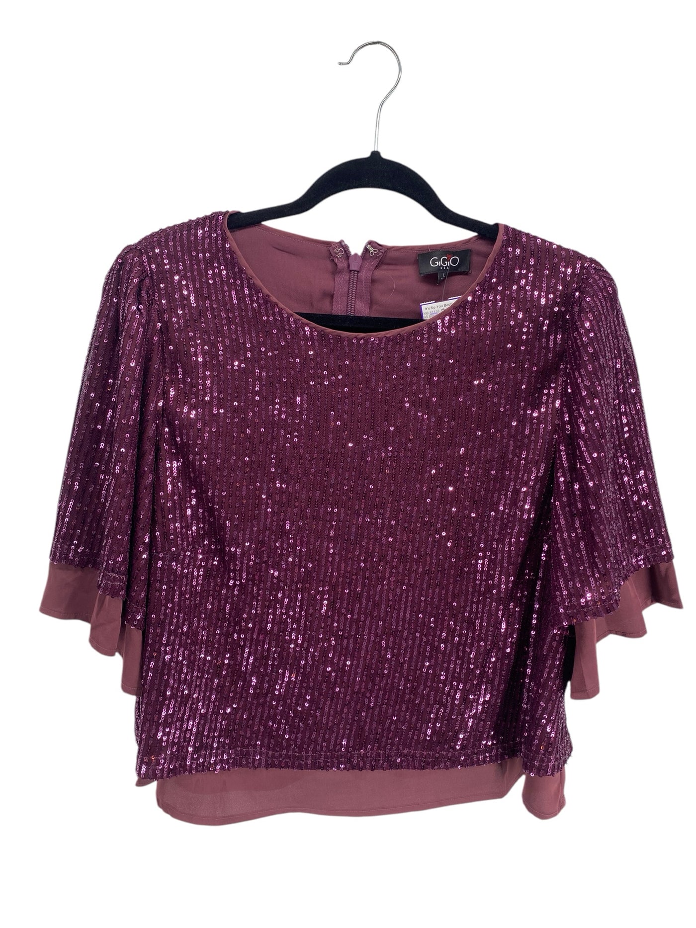 It's SO You Boutique Misses Size Large Plum Purple SS Blouse