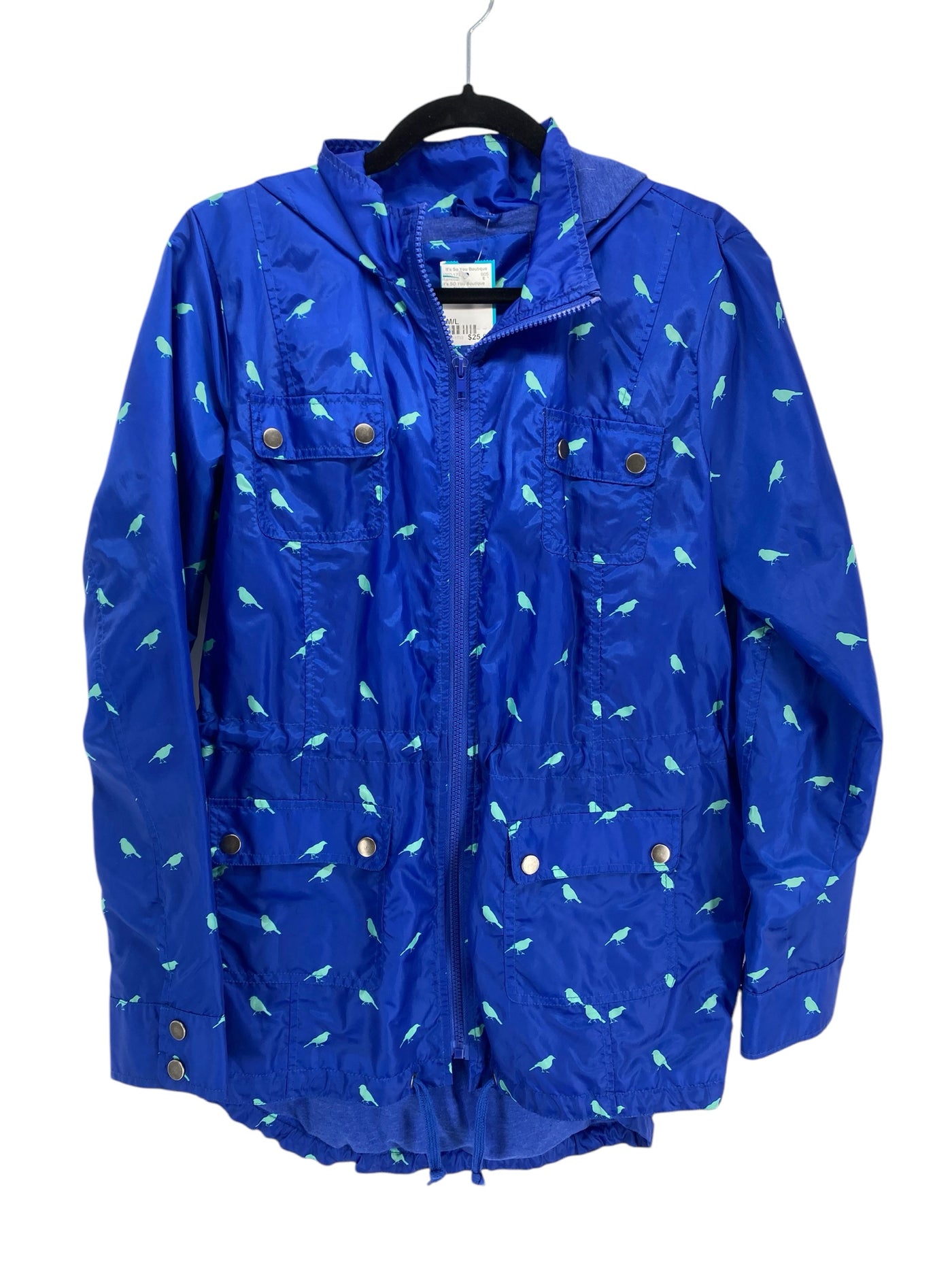 It's SO You Boutique Misses Size M/L Blue Print Raincoat