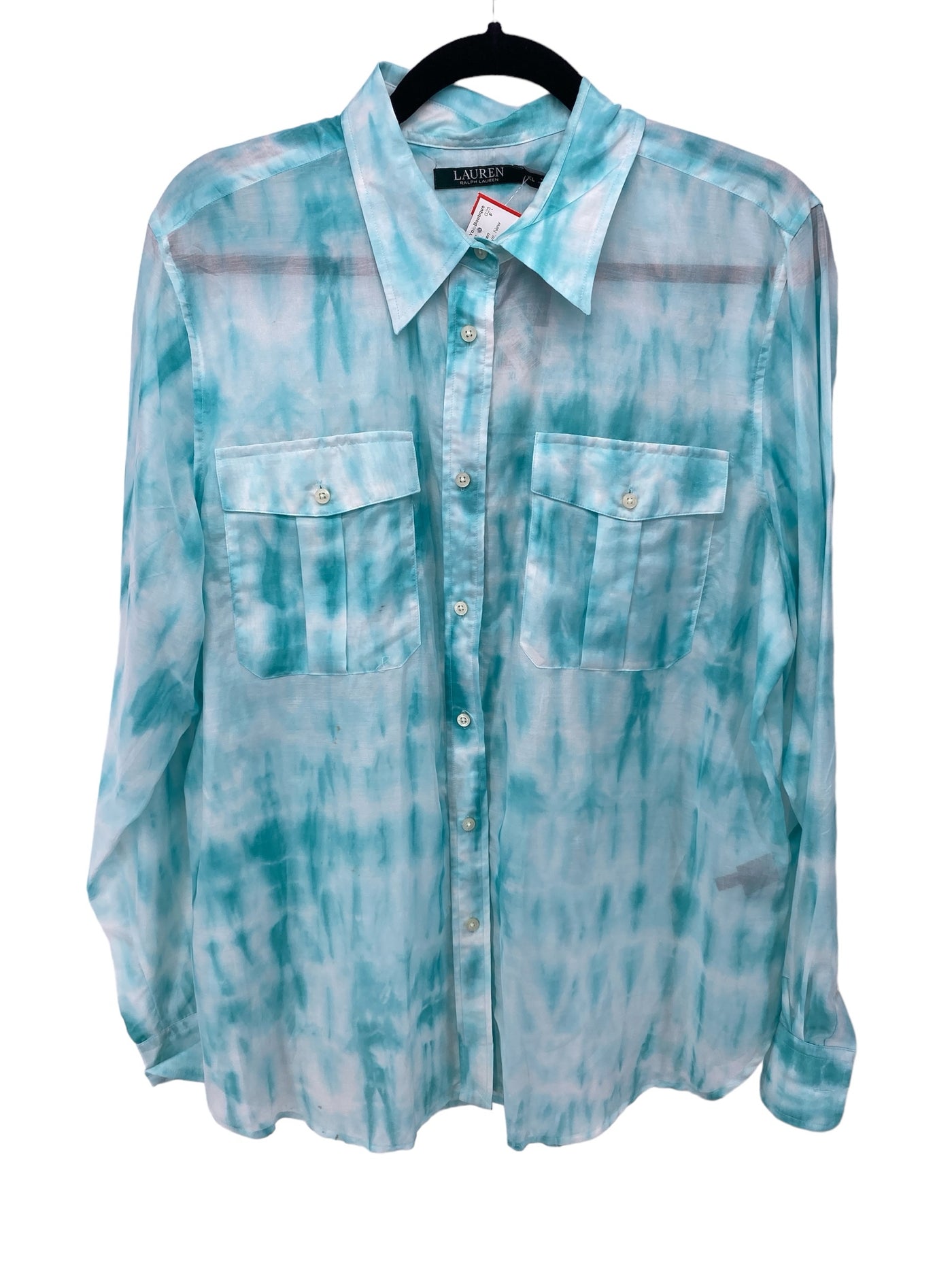 Ralph Lauren Misses Size XL Blue Tie Dye New With Tags LS Blouse