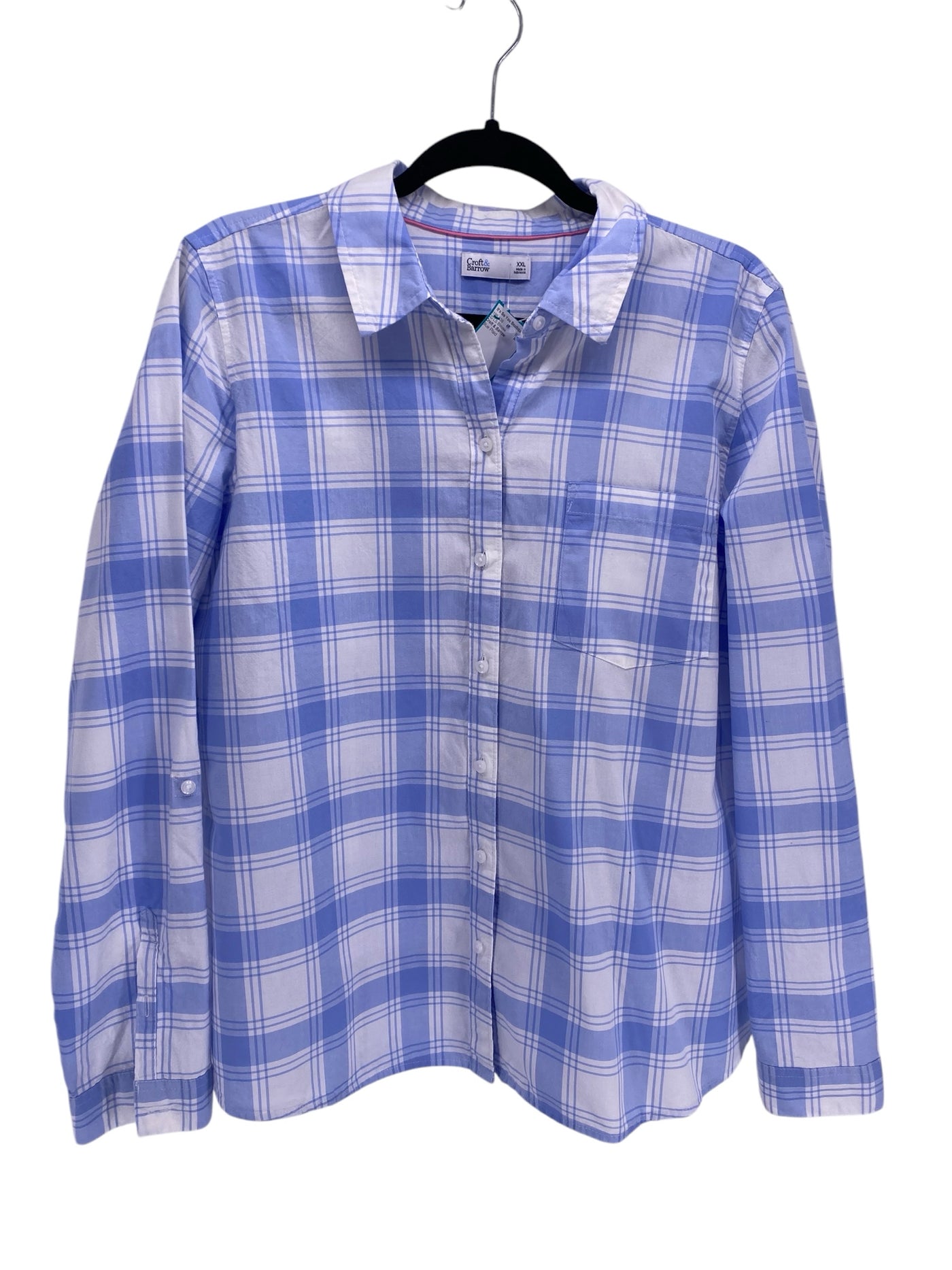 Croft & Barrow Women Size XXL Blue Plaid CD LS Blouse