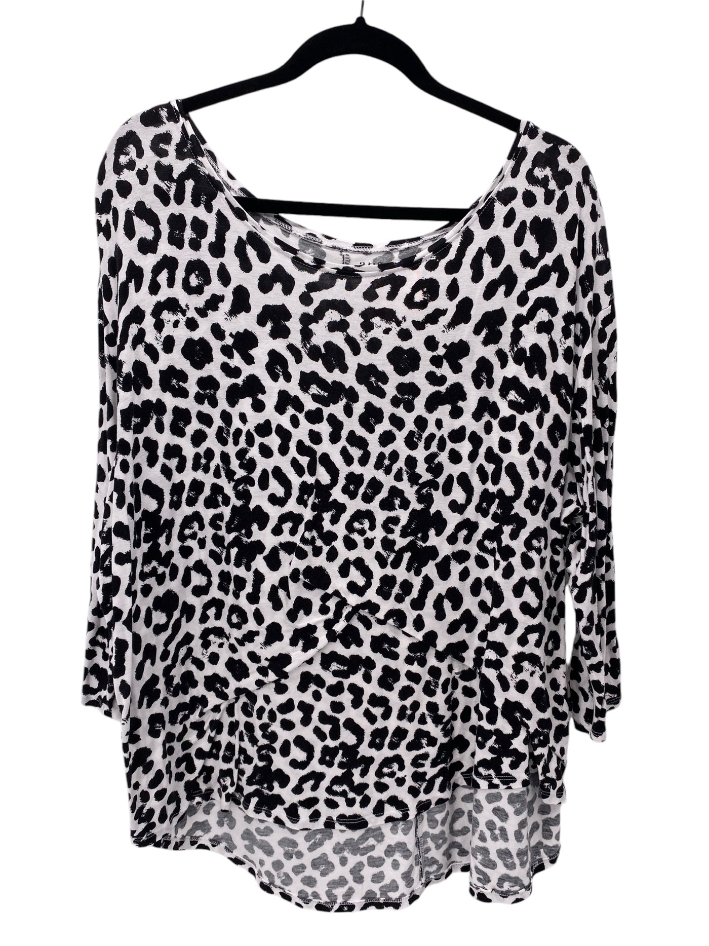 ana Women Size 1X White Animal CD LS Blouse