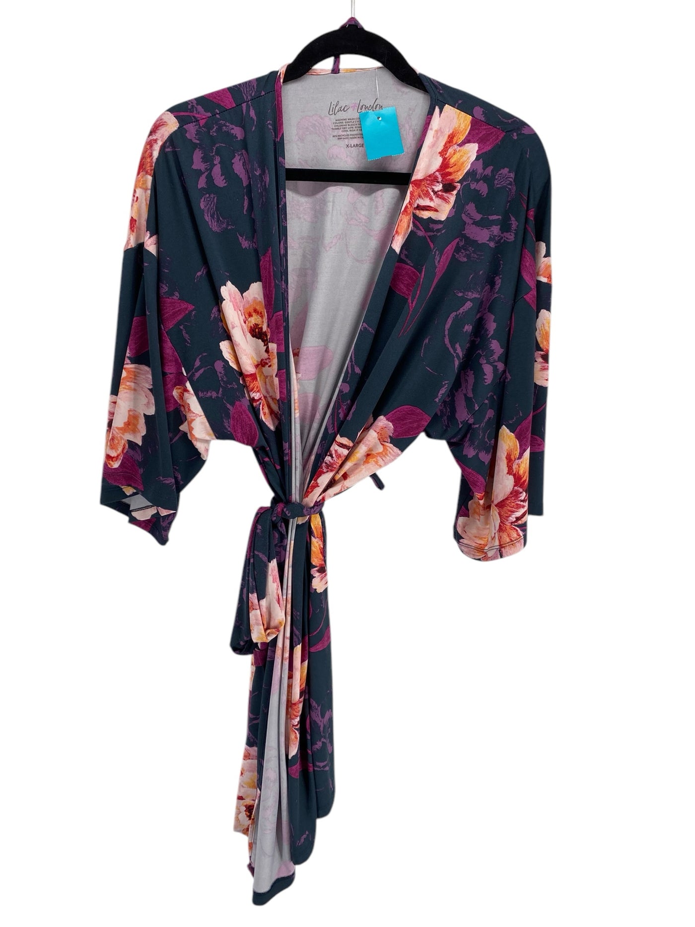 It's SO You Boutique Misses Size XL Teal Floral Bathrobe