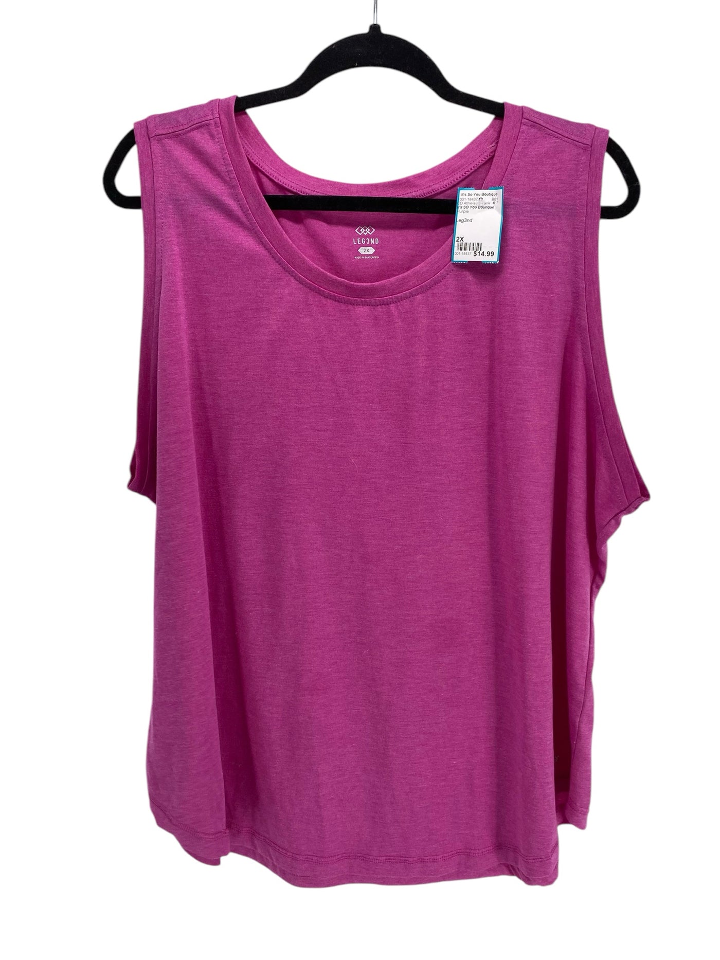 It's SO You Boutique Women Size 2X Purple CD Athleisure Tank