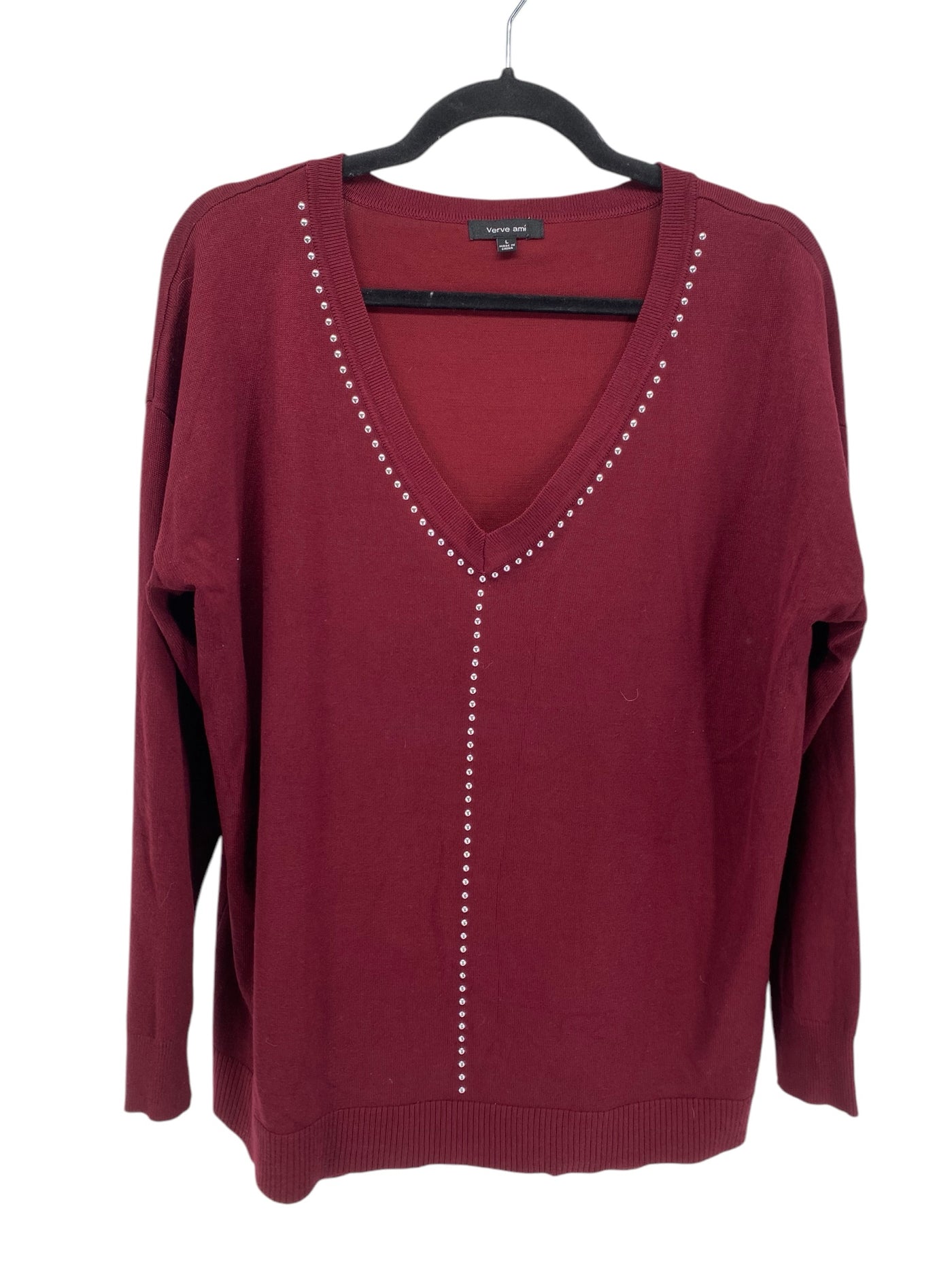 Verve Misses Size Large Burgundy LS Blouse