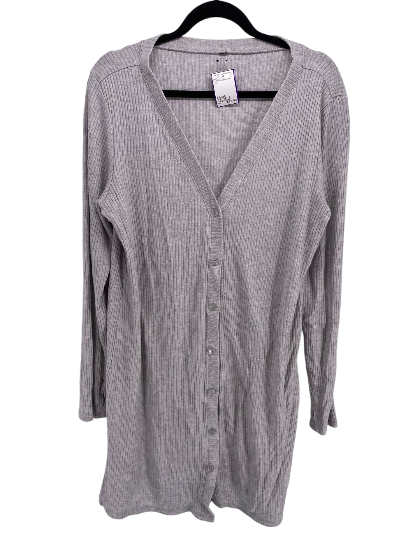 It's SO You Boutique Misses Size Large Grey Cardigan