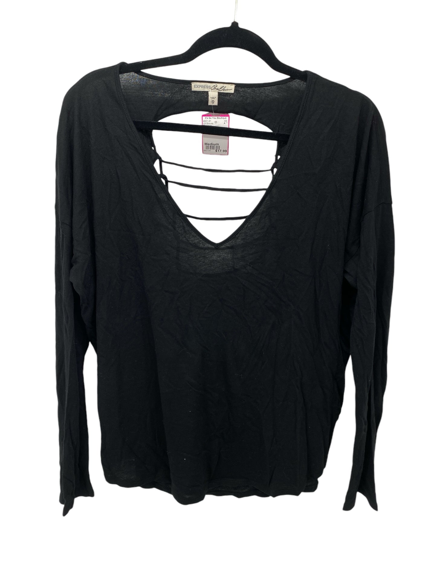 Express Misses Size Medium Black LS Blouse