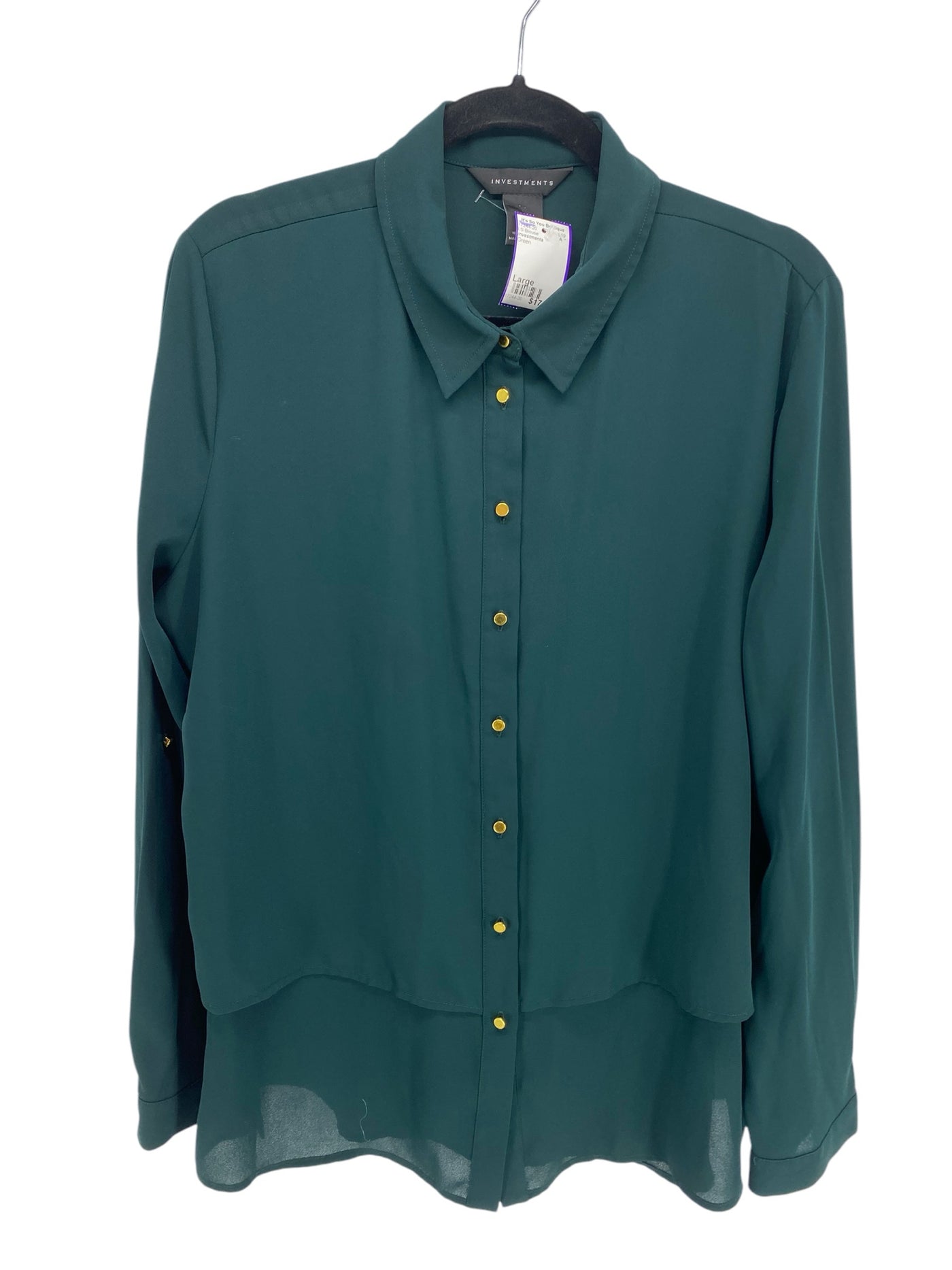 Investments Misses Size Large Green LS Blouse