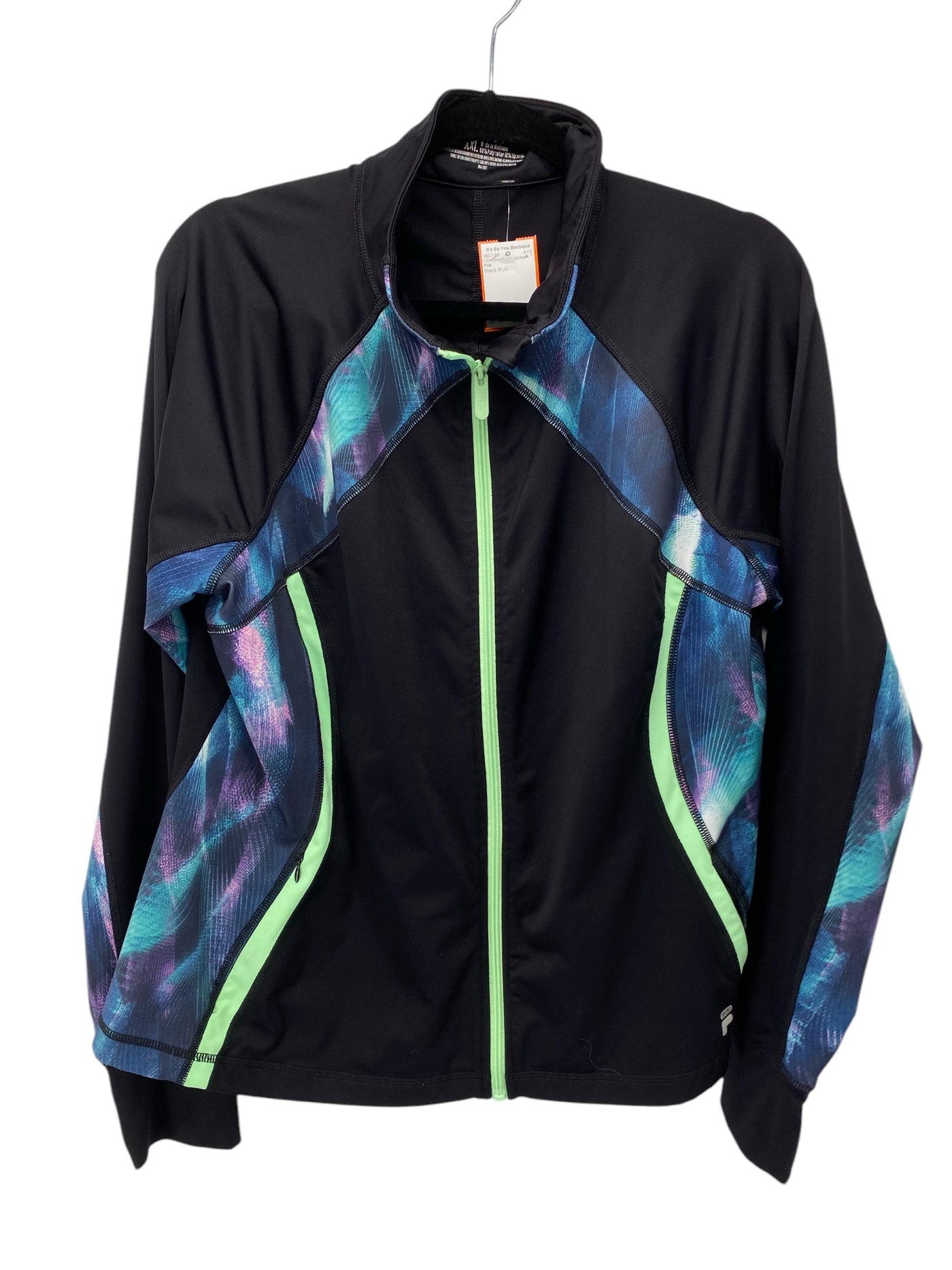 Fila Women Size XXL Black Multi CD Athleisure Jacket