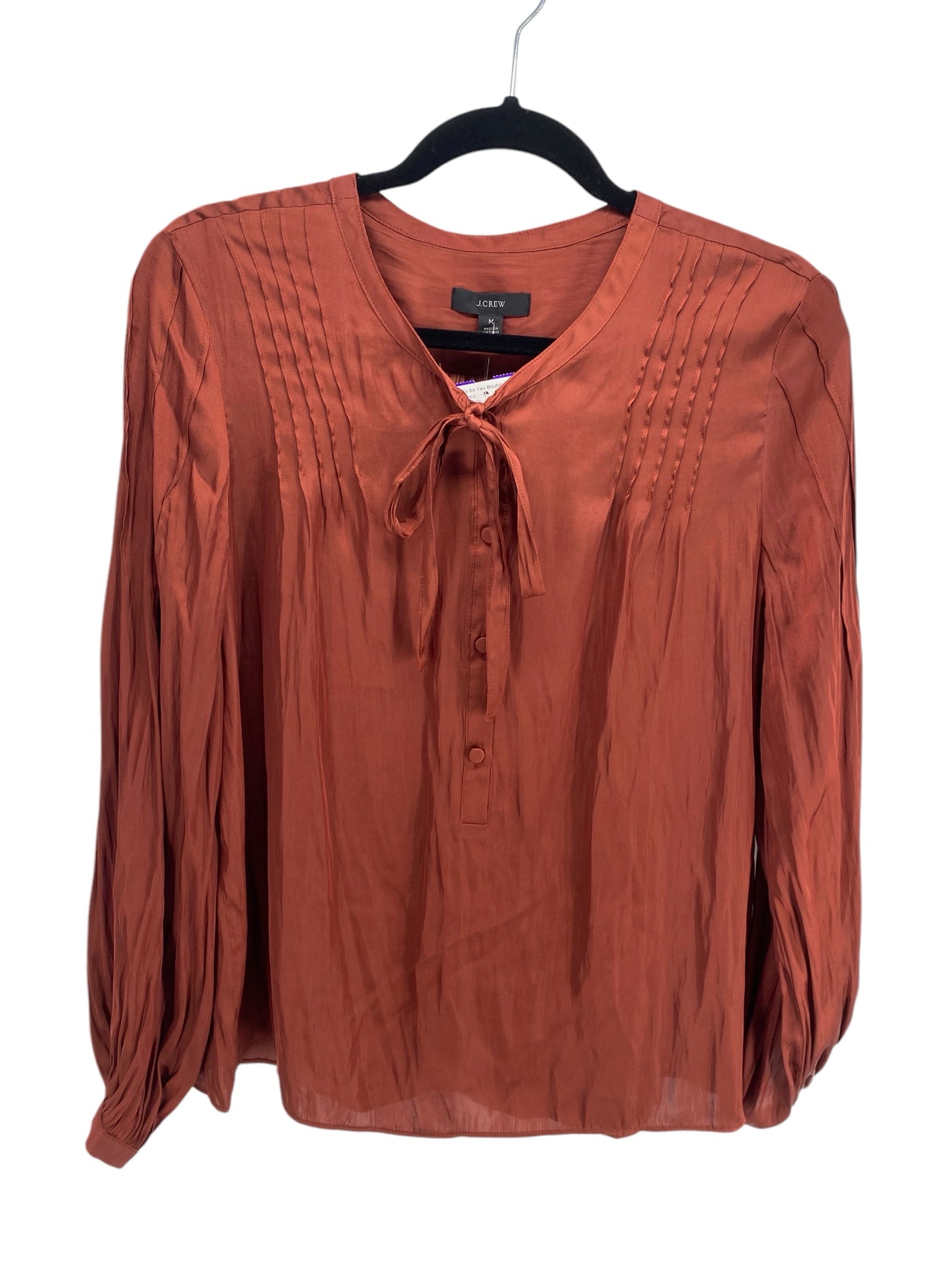 J Crew Misses Size Medium Rust LS Blouse