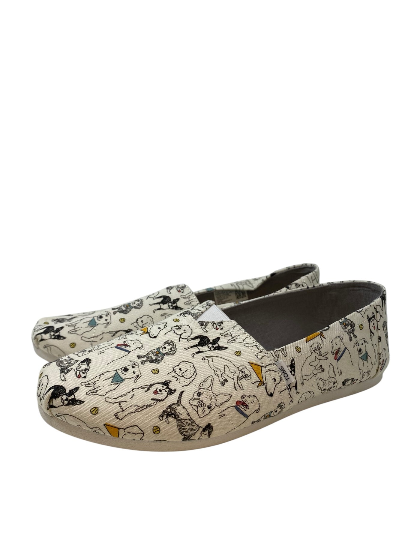 Toms Women Size 9.5 Cream Print Flats