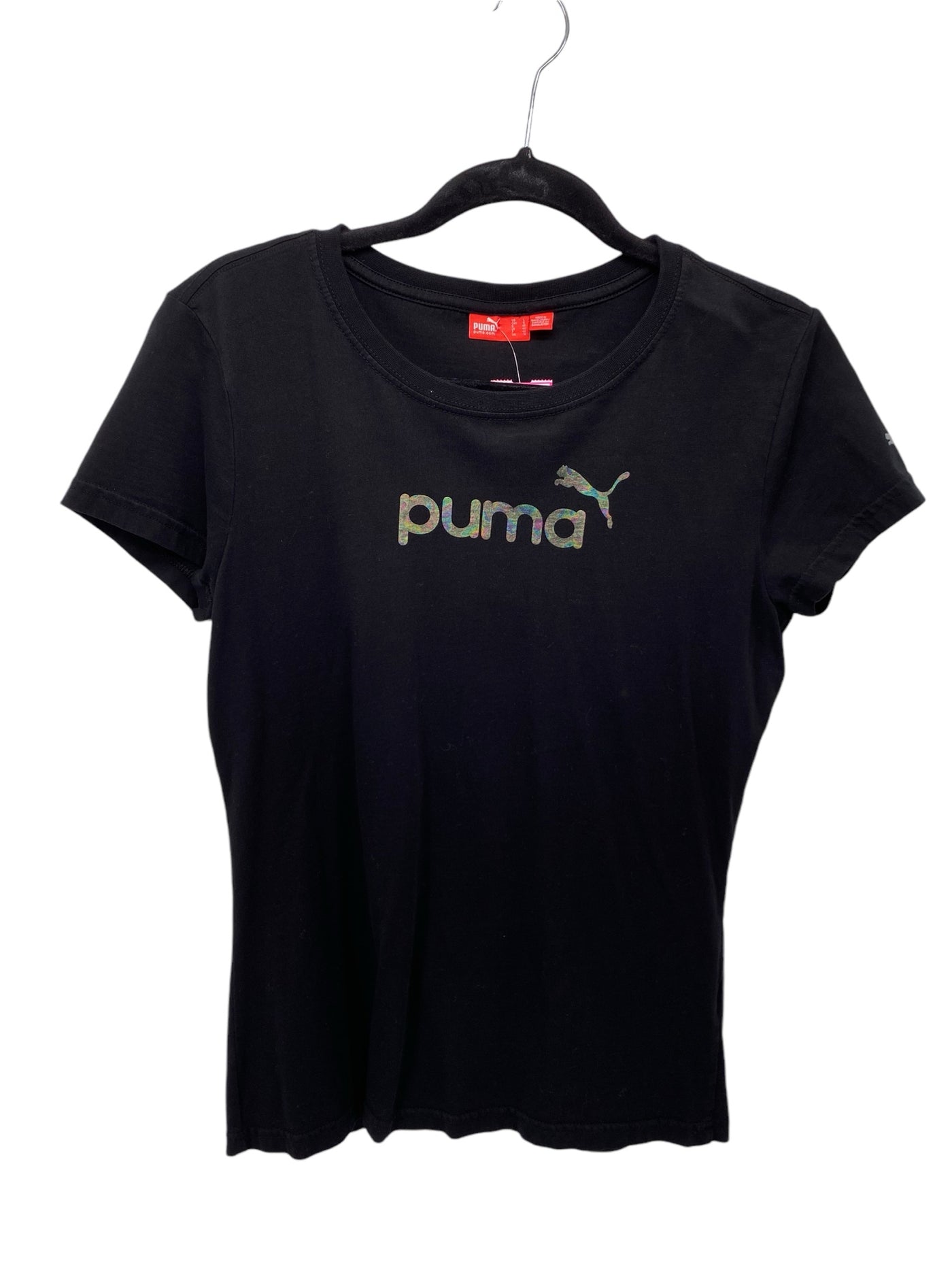 Puma Misses Size Large Black Athleisure Short Sleeve