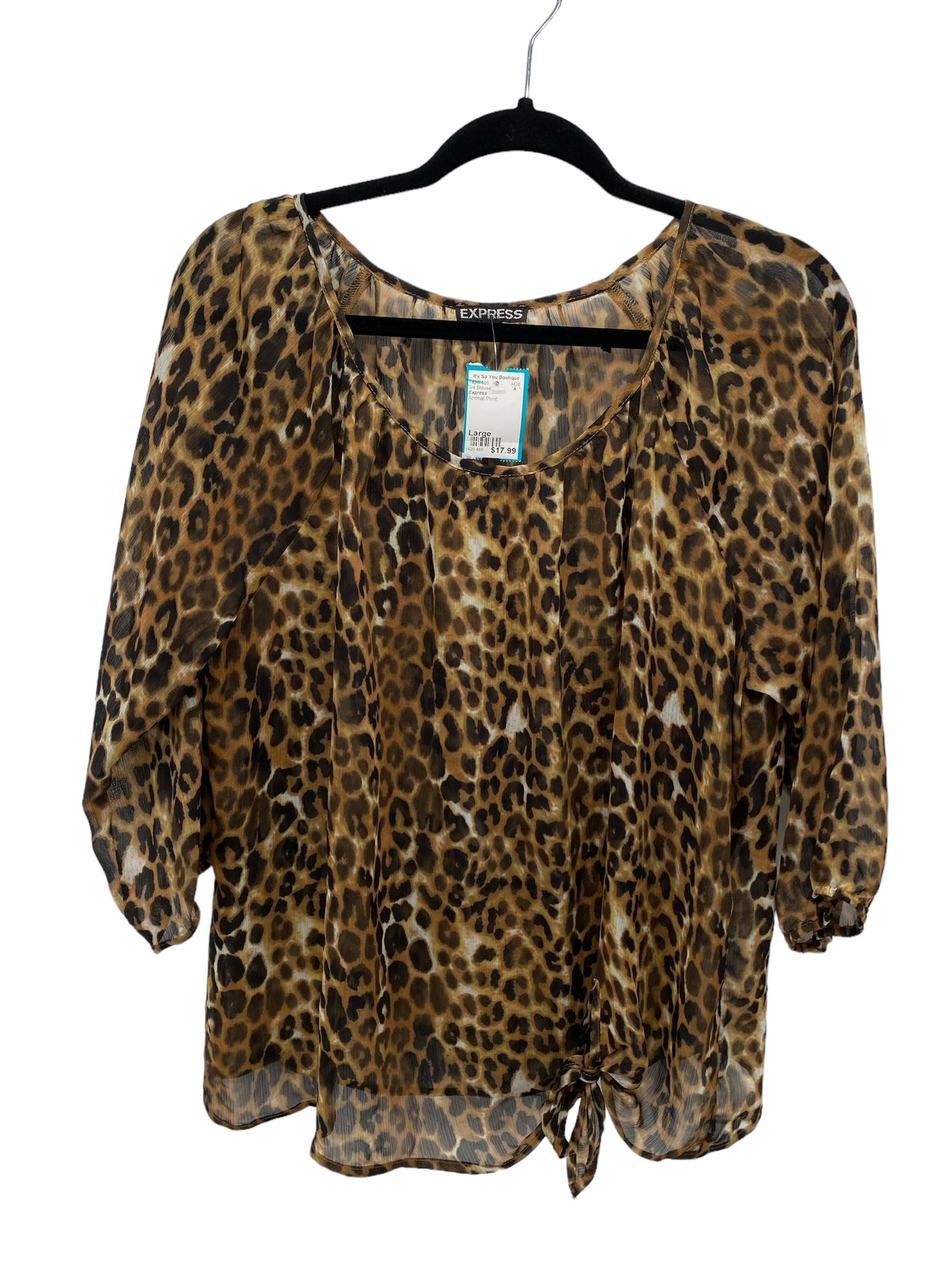 Express Misses Size Large Animal Print 3/4 Blouse