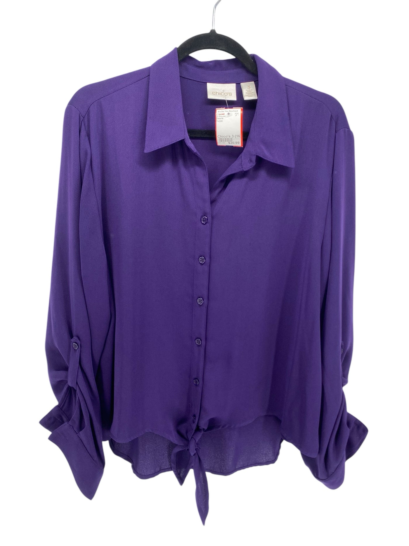 Chico's Misses Size Chico's 3 (16) Purple LS Blouse