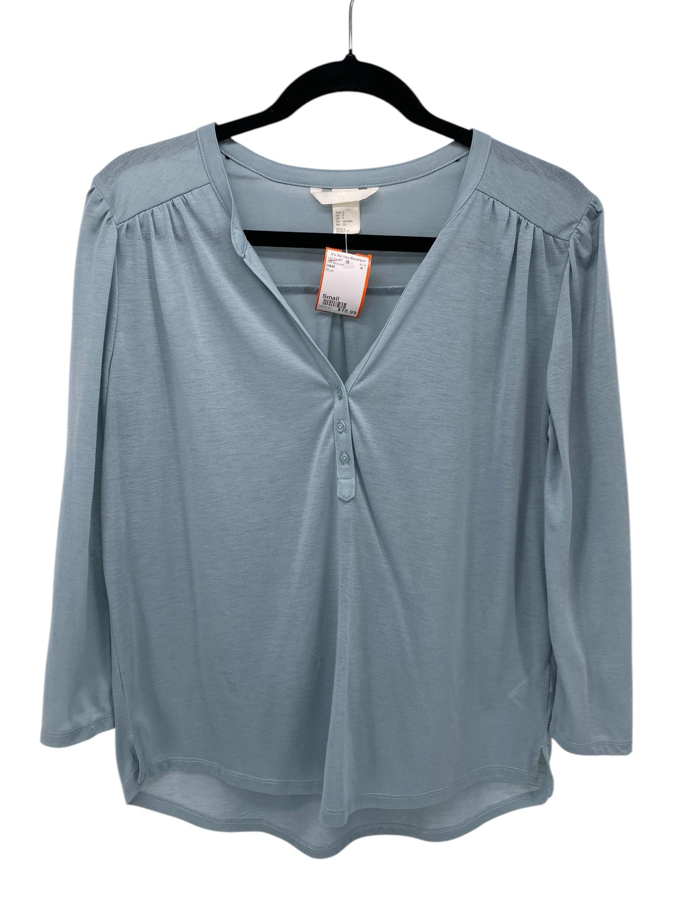 H&M Misses Size Small Blue 3/4 Blouse