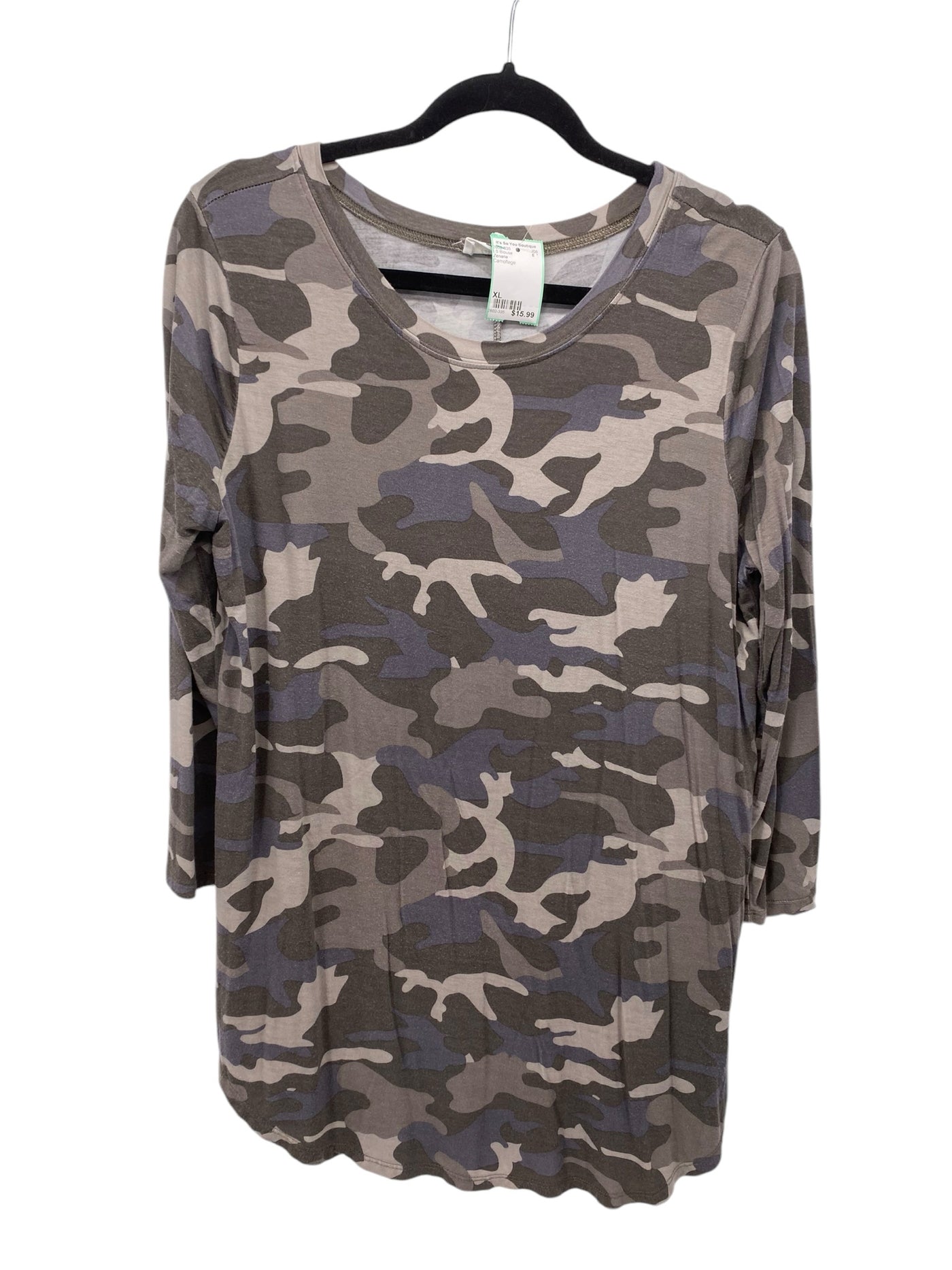 Zenana Misses Size XL Camoflage LS Blouse