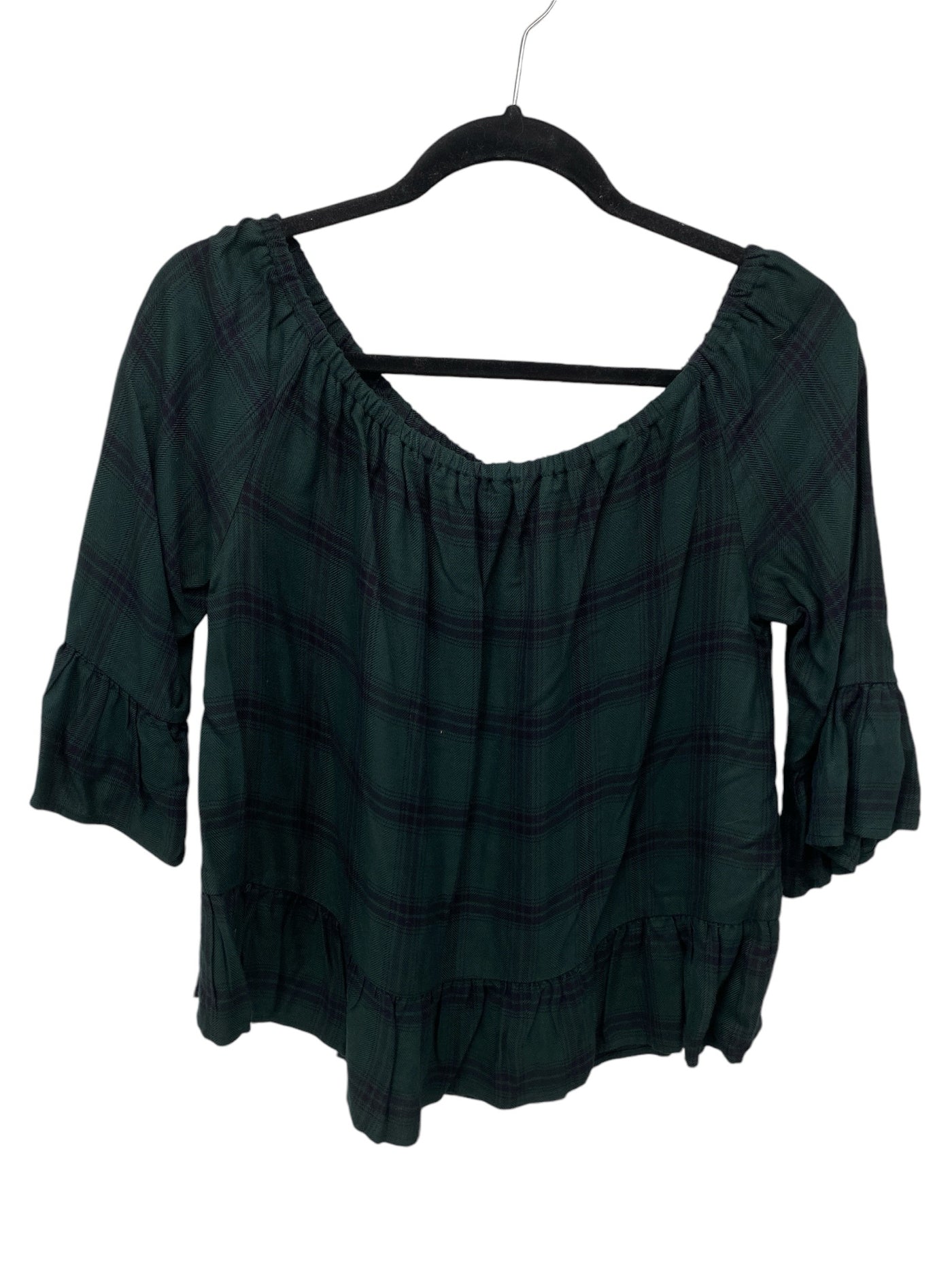 BB Dakota Misses Size Small Green Print 3/4 Blouse