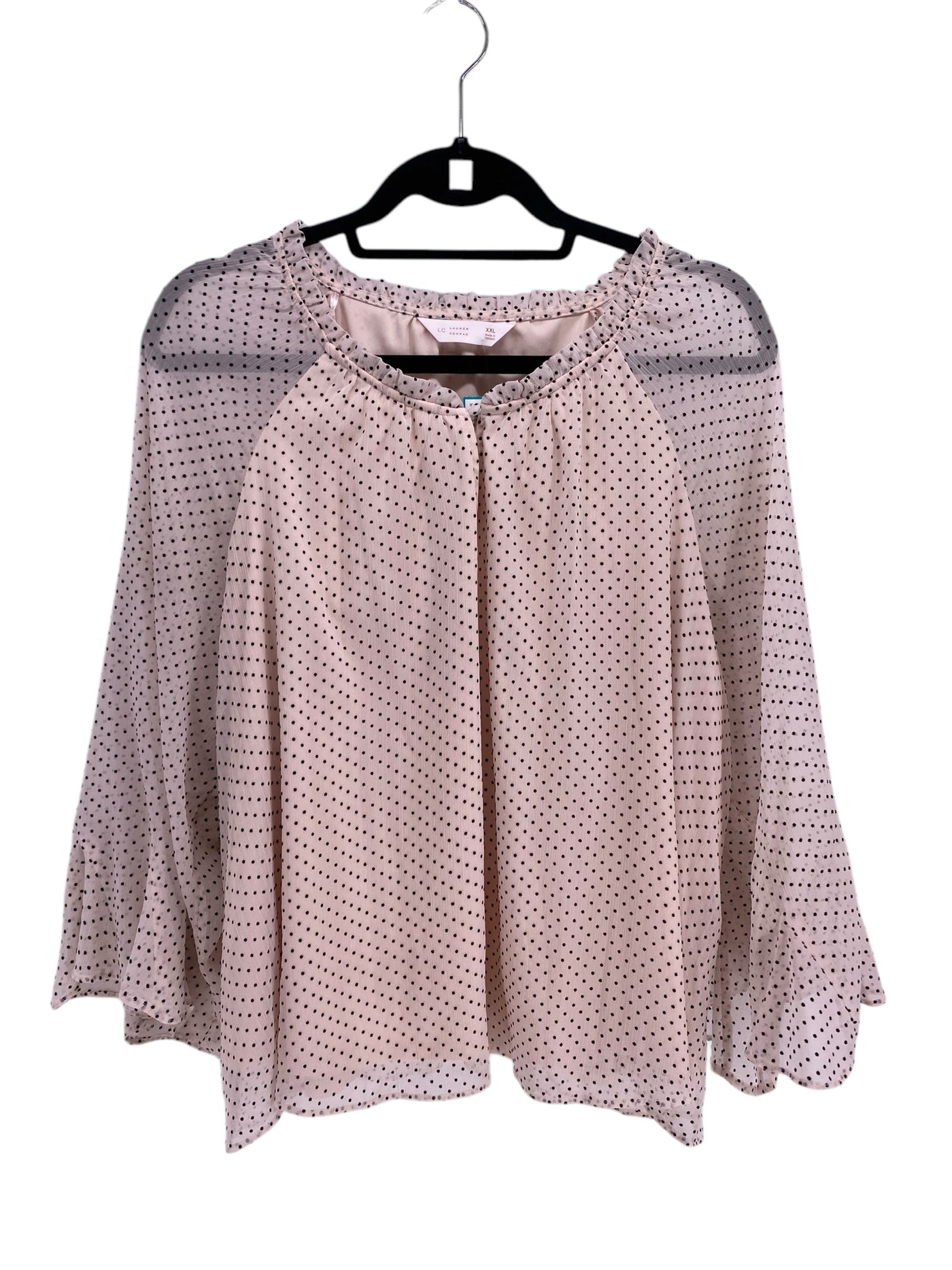 Lauren Conrad Women Size XXL Pink Print CD LS Blouse