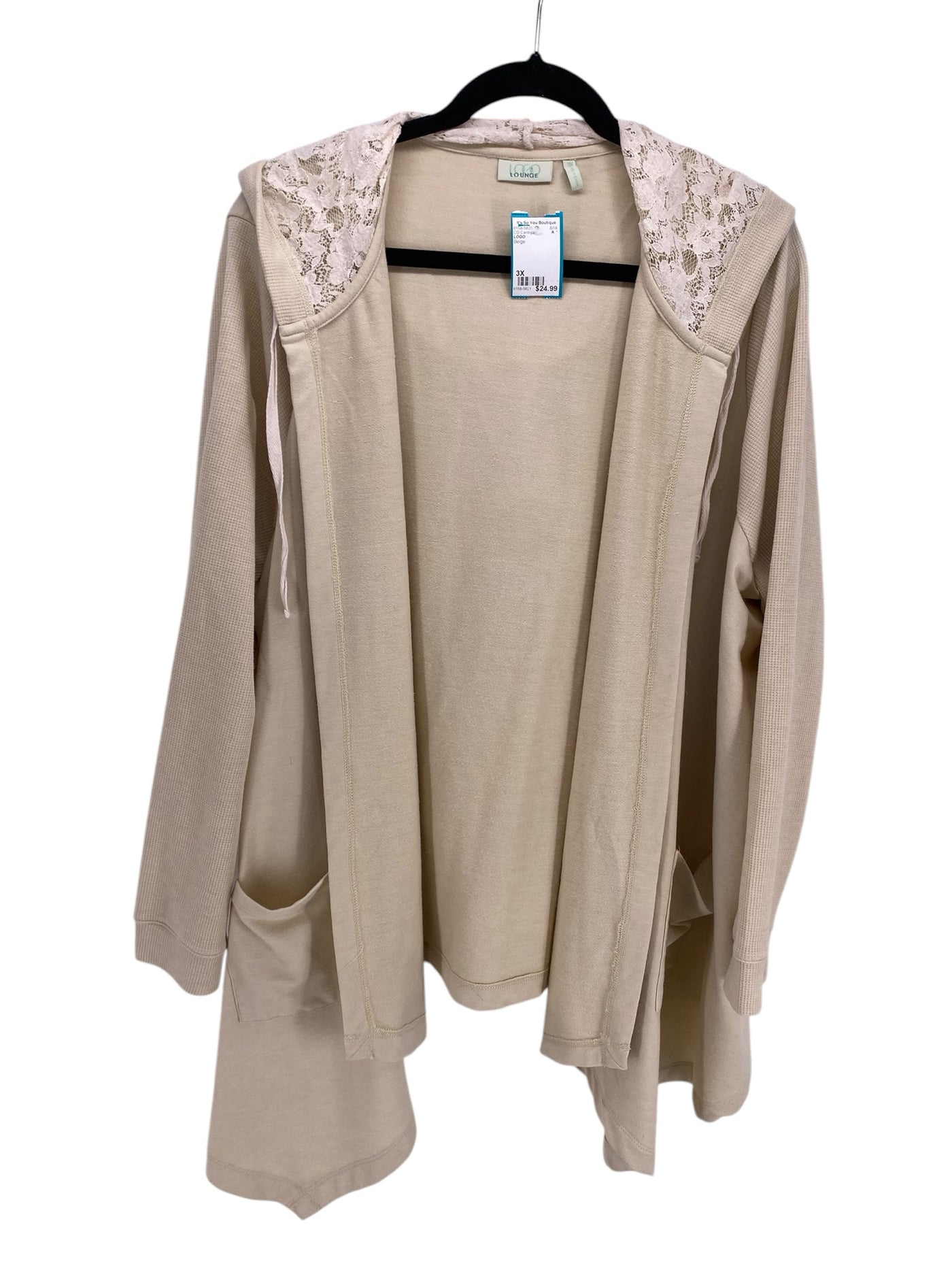 LOGO Women Size 3X Beige CD Cardigan