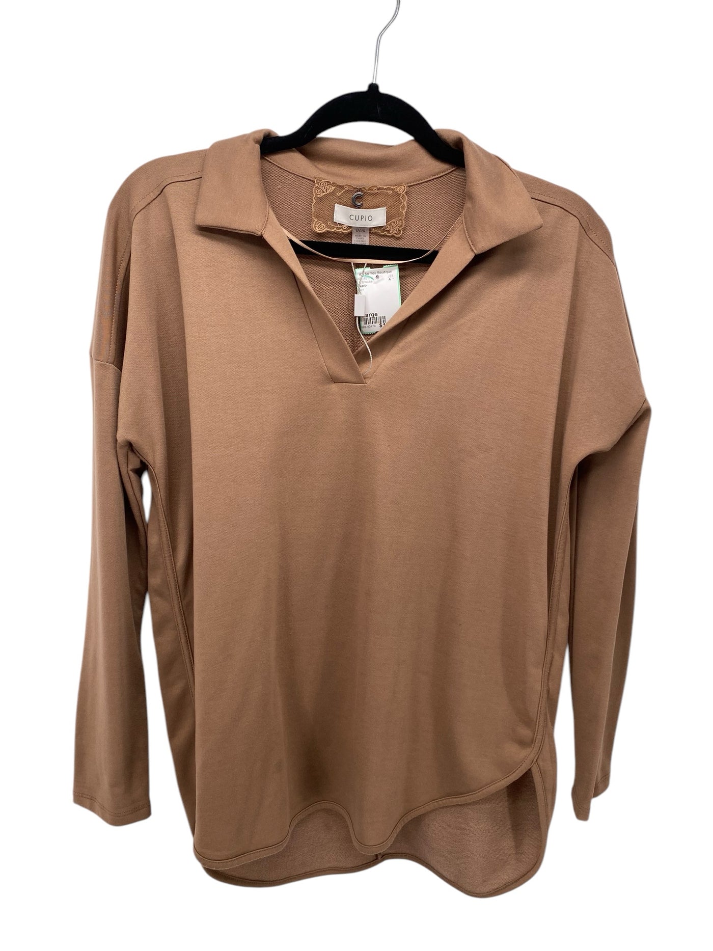 Cupio Misses Size Large Tan LS Blouse