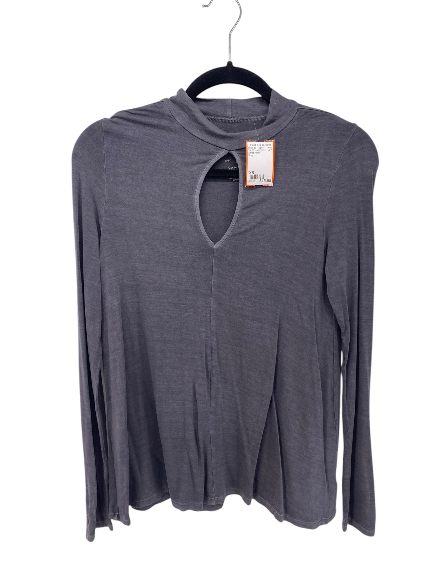 Aeropostale Misses Size XS Grey 3/4 Blouse