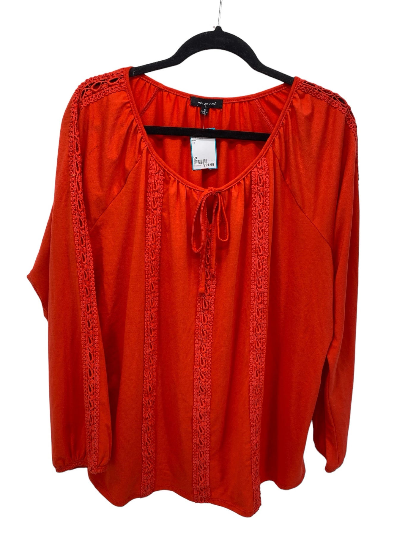 Verve Women Size 1X Red CD LS Blouse