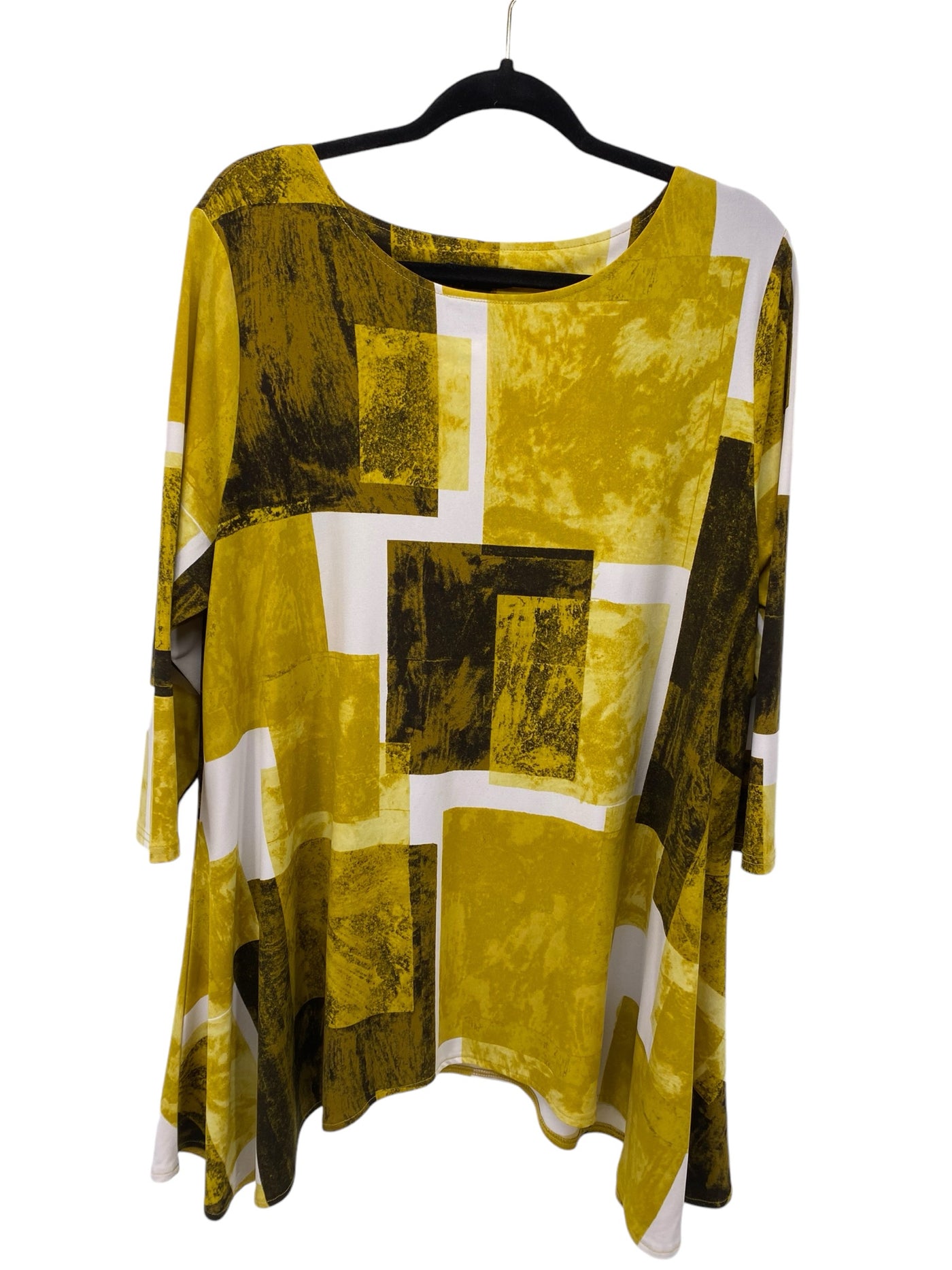 Alfani Misses Size XL Yellow Print 3/4 Blouse