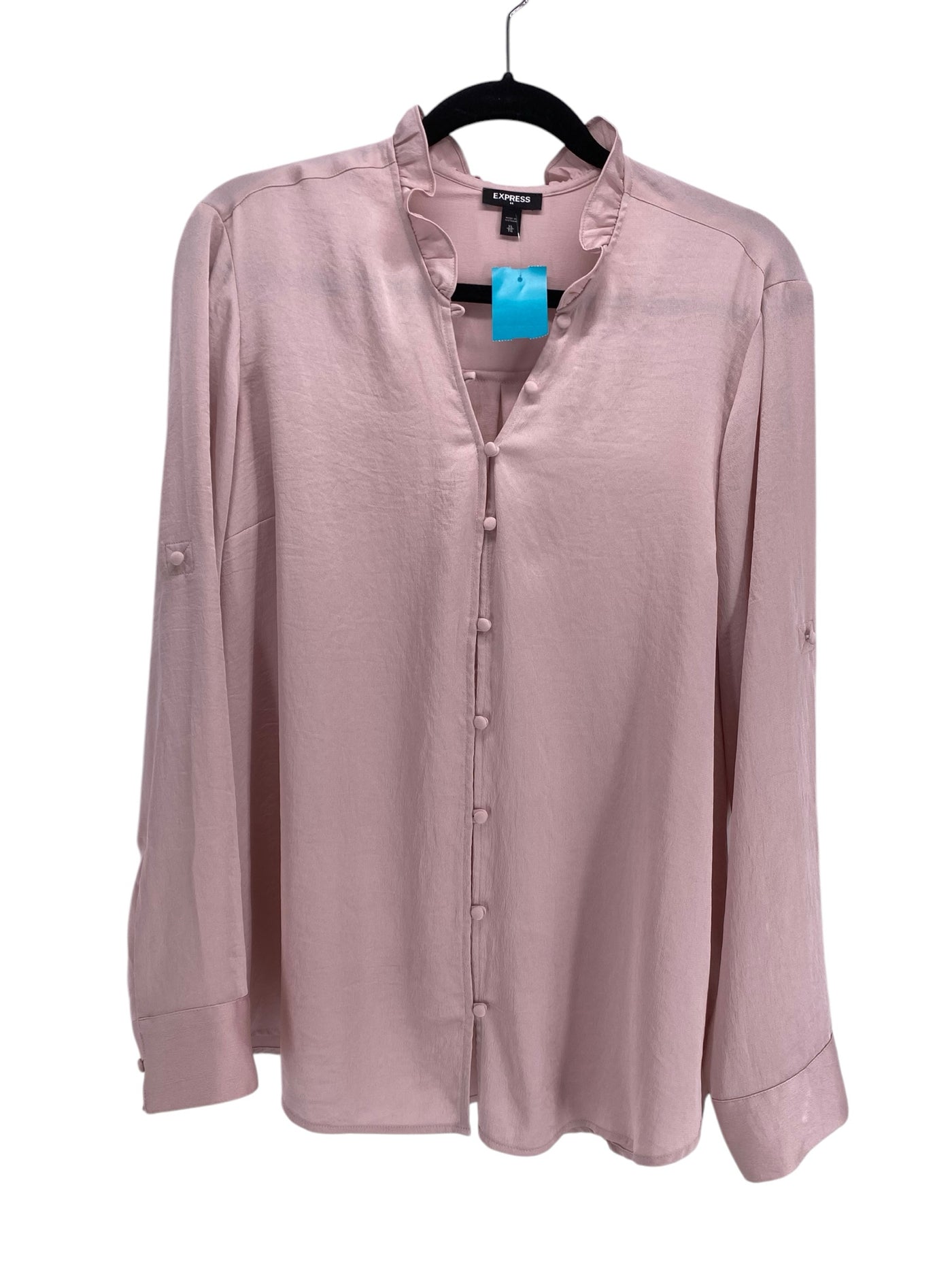 Express Misses Size XL Pink LS Blouse