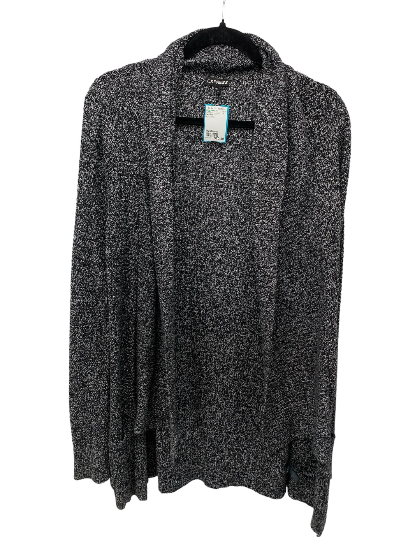 Express Misses Size Medium Black Print Cardigan