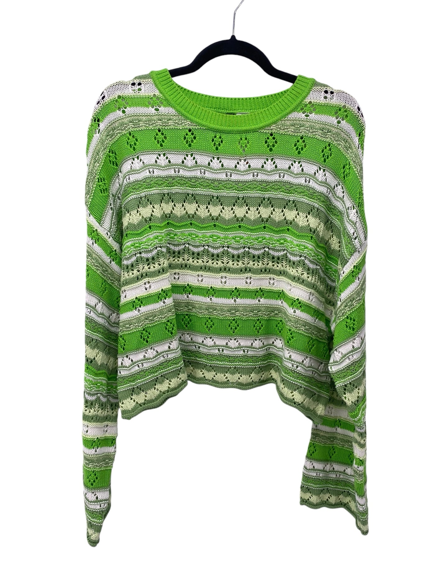 Divided Misses Size Large Green Print Sweater