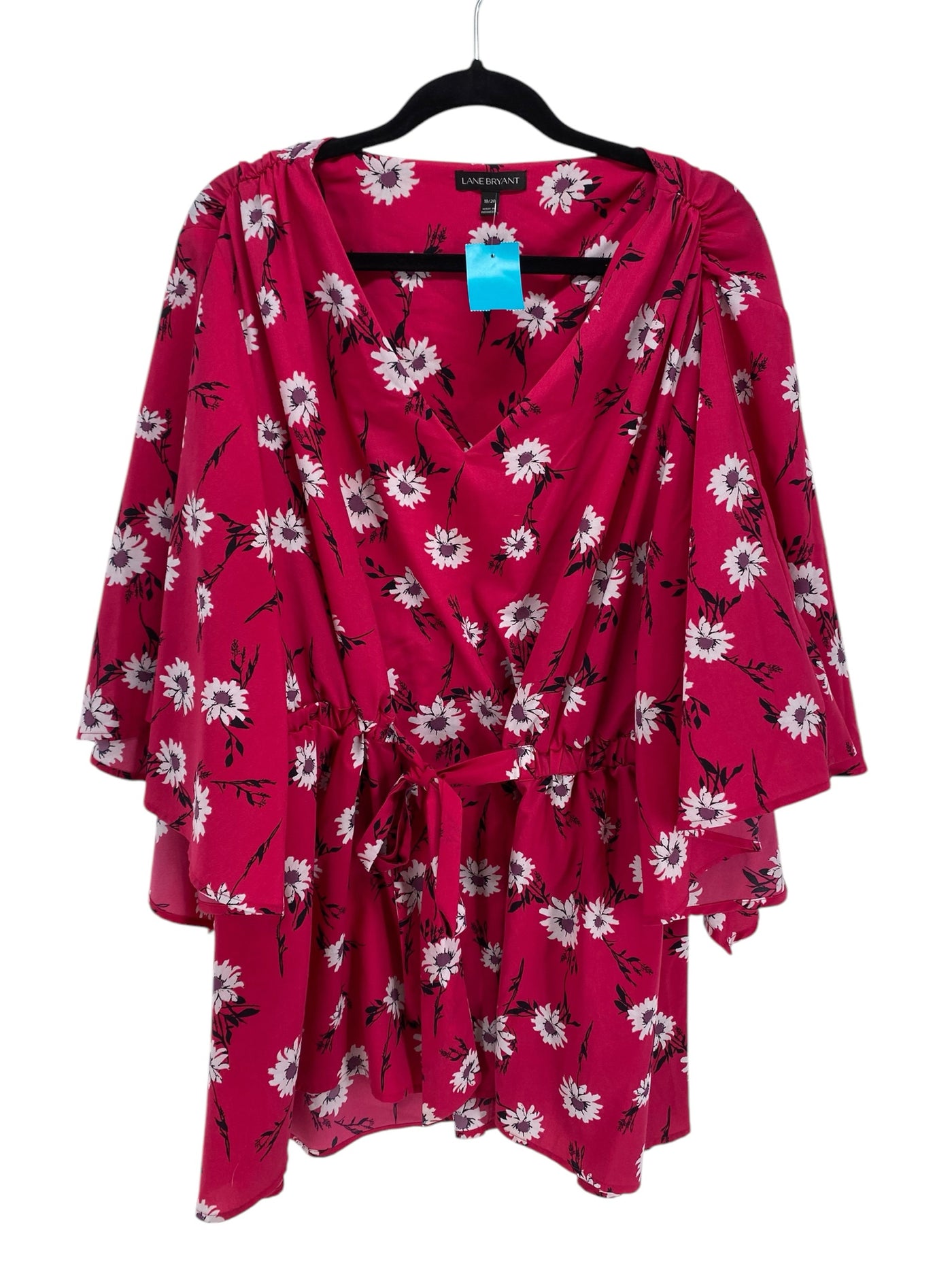 Lane Bryant Women Size 18/20 Magenta Floral CD 3/4 Blouse